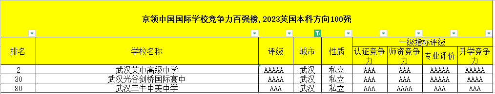 2023年武漢國際高中排名（京領英國留學方向） 